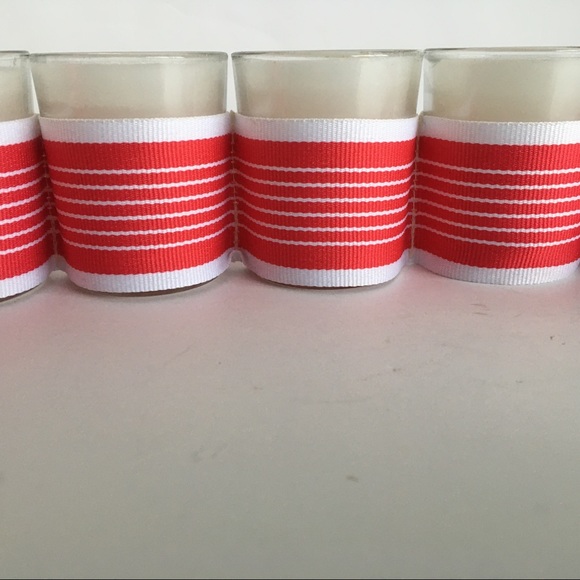 Christmas votive Candles red white ribbon bows 10" long 2" high White candle - Picture 3 of 13